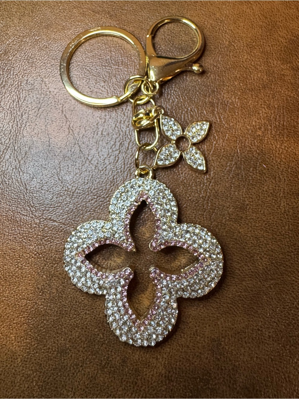 NWT Gold-Tone Pink Crystal Bag Charm